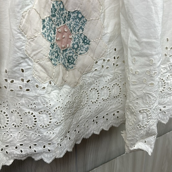 SEA NEW YORK Womens Skirt Violette Cotton Midi Skirt White Ruffle Quilt M - Picture 9 of 11